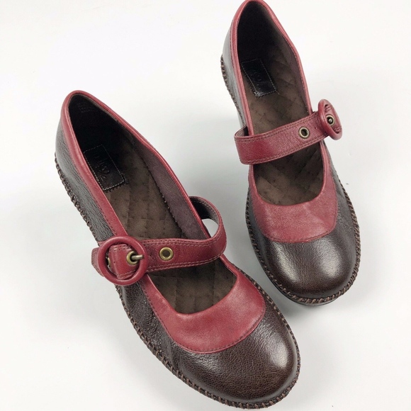 Indigo by Clarks Brown Red Leather Mary Jane Heels - Picture 2 of 8